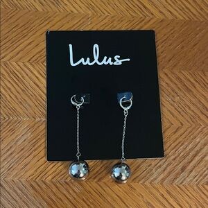 Brand new/ never-worn Lulu silver ball drop earrings